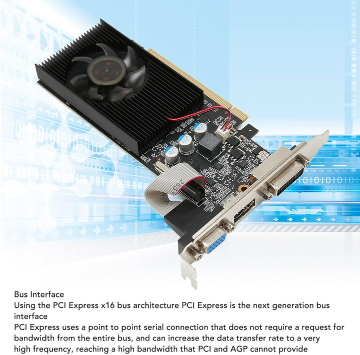 Dpofirs GT210-Grafikkarte, DDR3 1 GB 64-Bit-Gaming-Grafikkarte mit HDMI-DVI-VGA-Anschlüssen, PCIe 2.