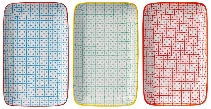 Bloomingville Servierplatten Carla Retro kleine Servier-Teller eckig Vintage rechteckige L 19 x W 12