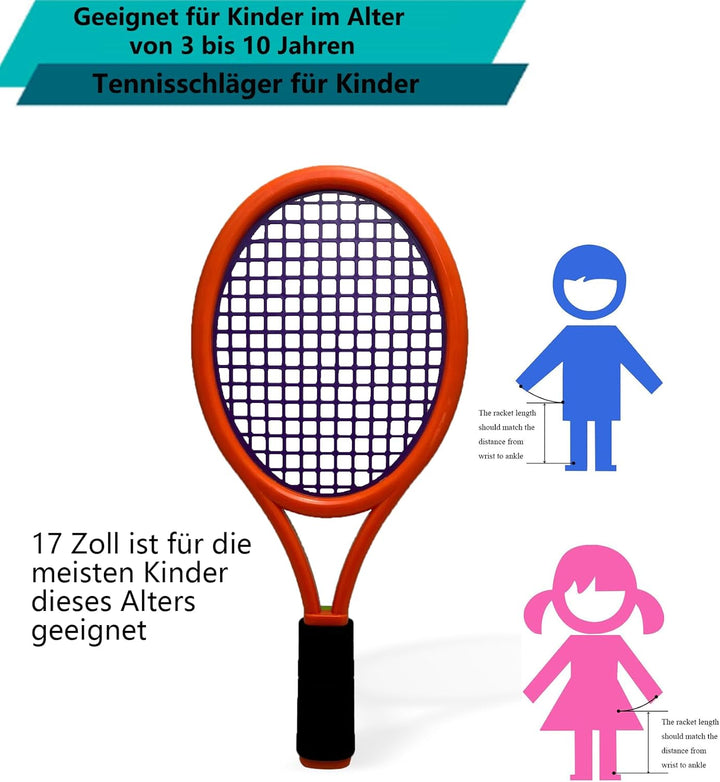 Kinder Tennisschläger mit Tragetasche,4 weiche Trainingsbälle und 6 Badminton Birdies,Tennisschläger
