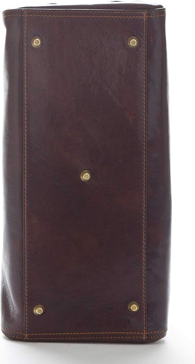 DD Firenze Leder Arzttaschen - D&D0205 Bicolor - Made in Italy Rot - Braun, Rot - Braun