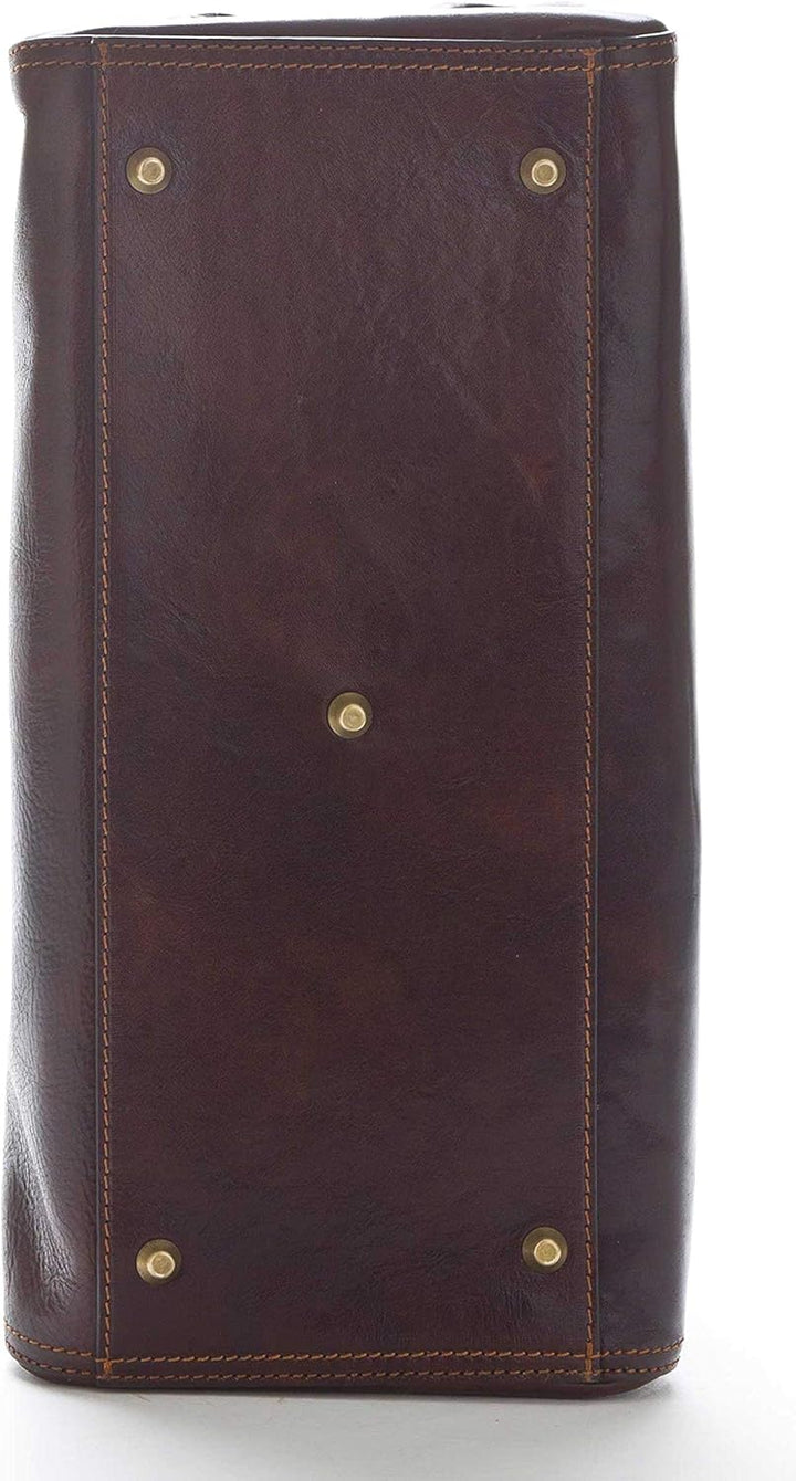 DD Firenze Leder Arzttaschen - D&D0205 Bicolor - Made in Italy Rot - Braun, Rot - Braun