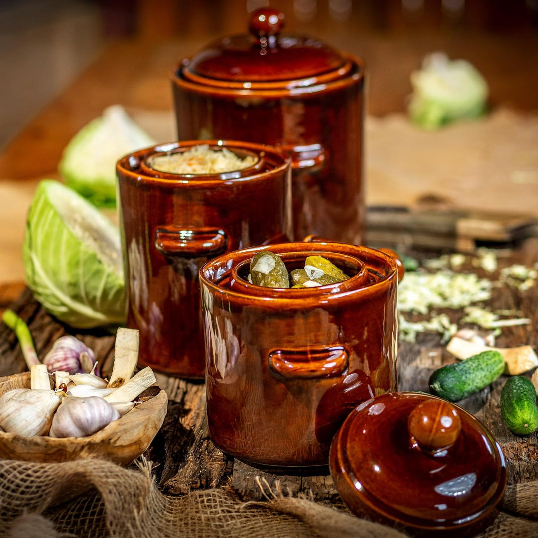 KADAX 2,5L Steinzeugtopf, Dichter Keramiktopf mit Deckel, Spülmaschinenfester Steinguttopf, handgefe