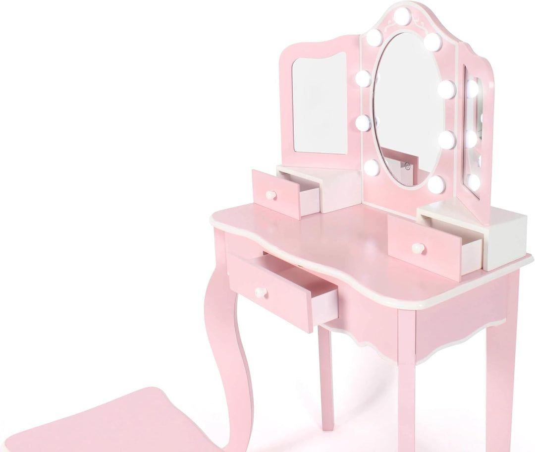 Bayer Chic 2000® Schminktisch Kinder mit LED Beleuchtung & Hocker – Bruchsichere Spiegel & Ausreiche