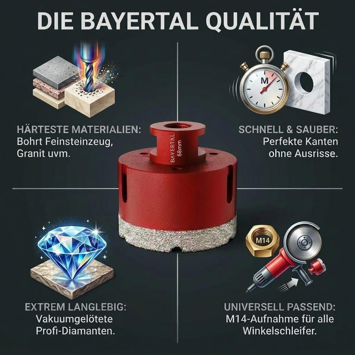 Diamant Bohrkrone 68mm x M14 - Dosenbohrer zum Bohren von harte Fliesen - Dosensenker 68 - Premium Q