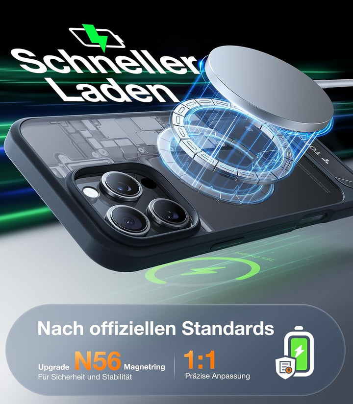 TORRAS für iPhone 15 Pro Hülle für MagSafe, Unzerstörbare Militärschutz mit integrierter Ständer Mag