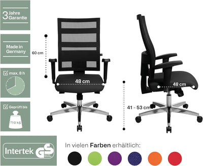 Topstar X-Pander, ergonomischer Bürostuhl, Schreibtischstuhl, inkl. höhenverstellbare Armlehnen, Net