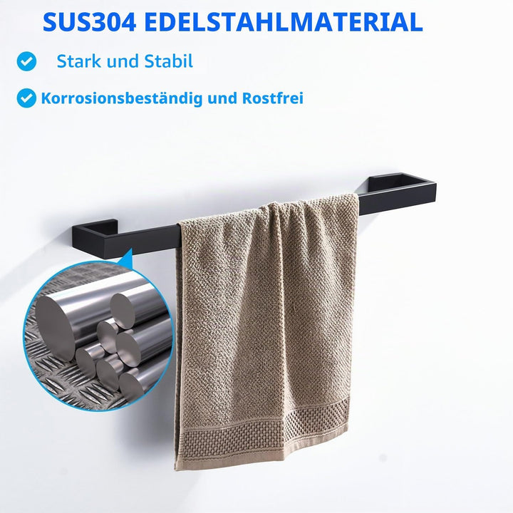 62cm Handtuchstange, Schwarz Matt, aus 304 Edelstah Wand Handtuchhalter, Schwarz Matt