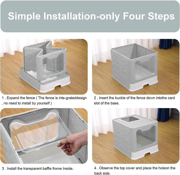 Katzentoilette mit Deckel, grosse Katzentoilette mit Deckel, grosse Katzentoilette, faltbar, mit Sch