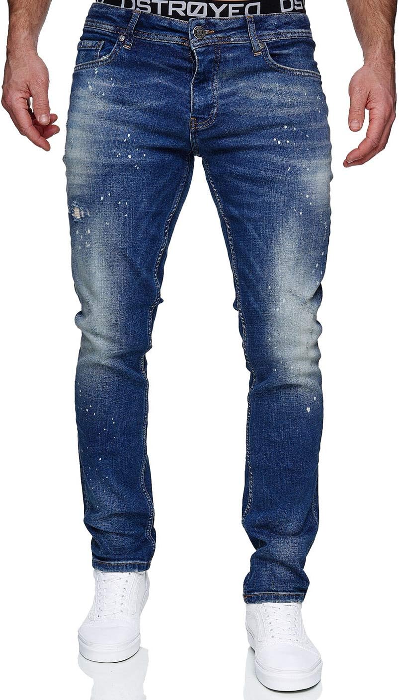 MERISH Jeans Herren Slim Fit Stretch Jeanshose Designer Hose Denim 9148-2100 32-34 1507-2 Blau, 32-3