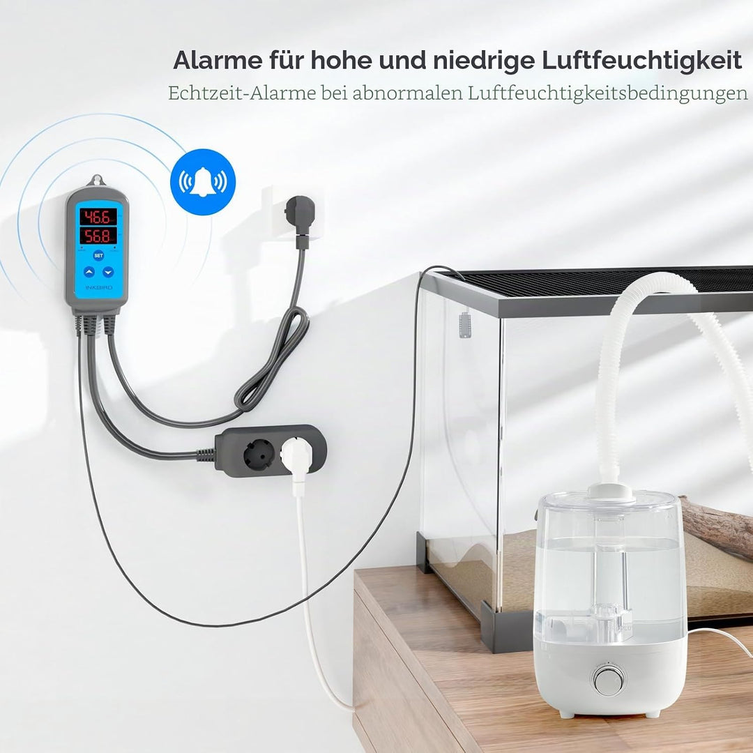 Inkbird IHC-200 Feuchtigkeitsregler 220V Play und Plug Hygrostat,Luftbefeuchter Luftentfeuchter für
