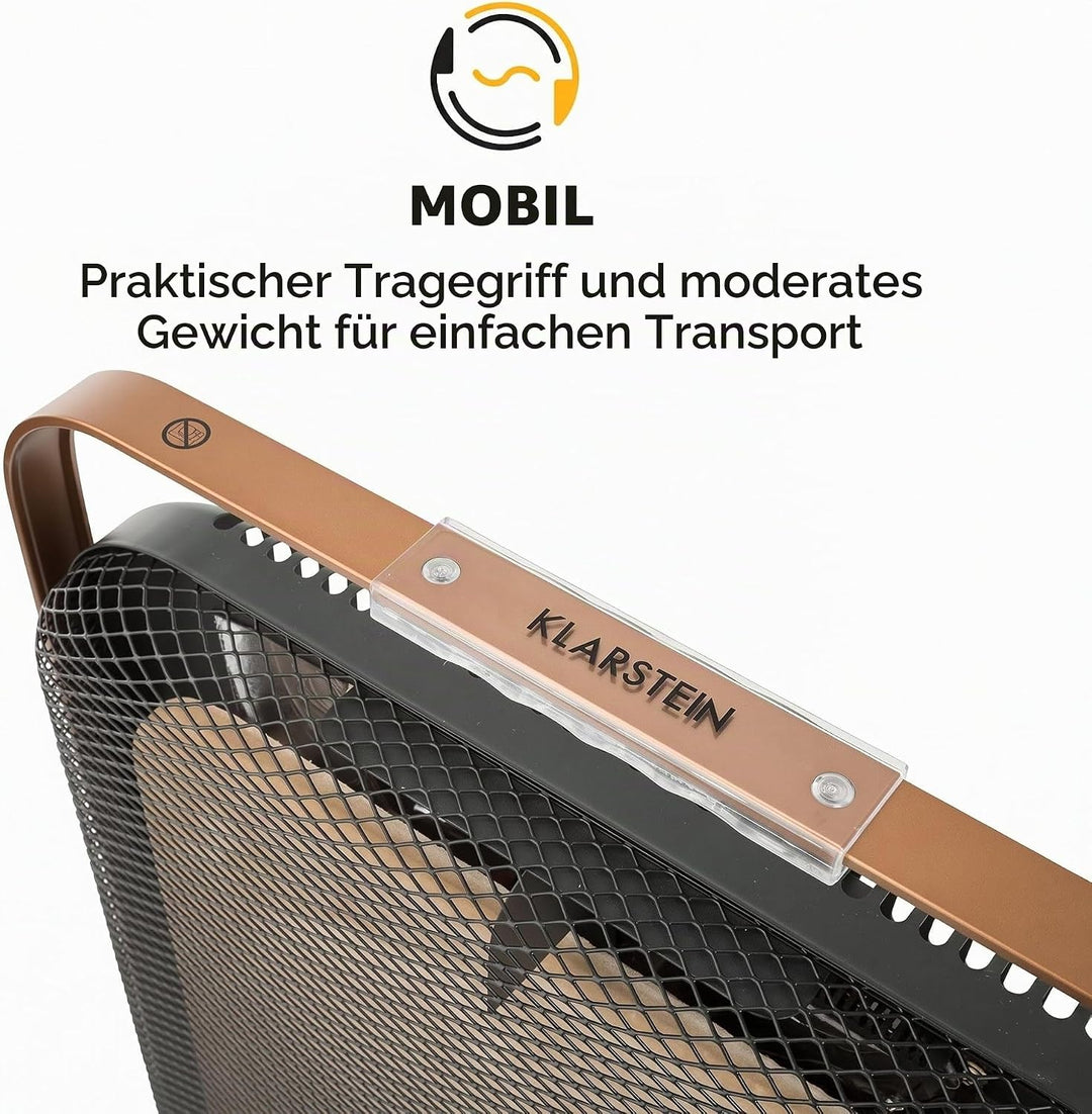 Klarstein HeatPal Marble Blackline Infrarot-Heizung mit Thermostat - mobiles Heizgerät, Standheizger