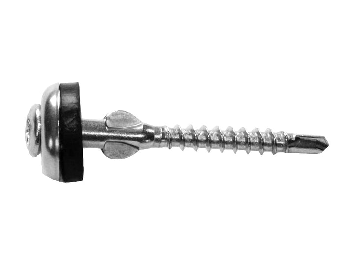 Befestigungs-Set: Spenglerschraube mit Bohrspitze & Bohrflügel + Abstandshalter für Wellplatten mit