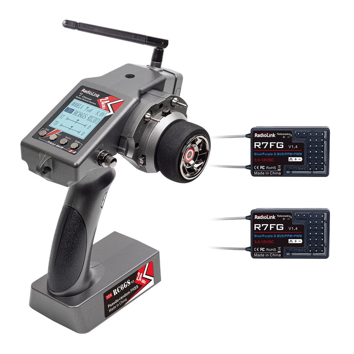 Radiolink RC6GS V3 7 Kanäle 2.4GHz RC Sender mit 2 Stück Empfängern R7FG, Gyro Telemetrie integriert