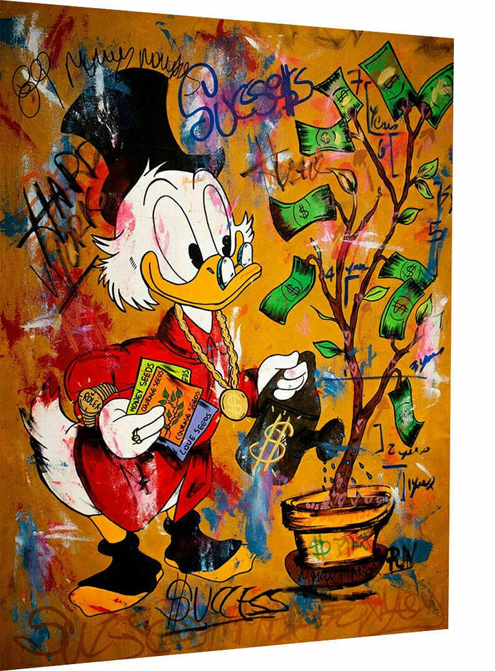 Magic Canvas Art - Bilder Dagobert Duck Pop Art Leinwandbild 1- teilig Hochwertiger Kunstdruck moder