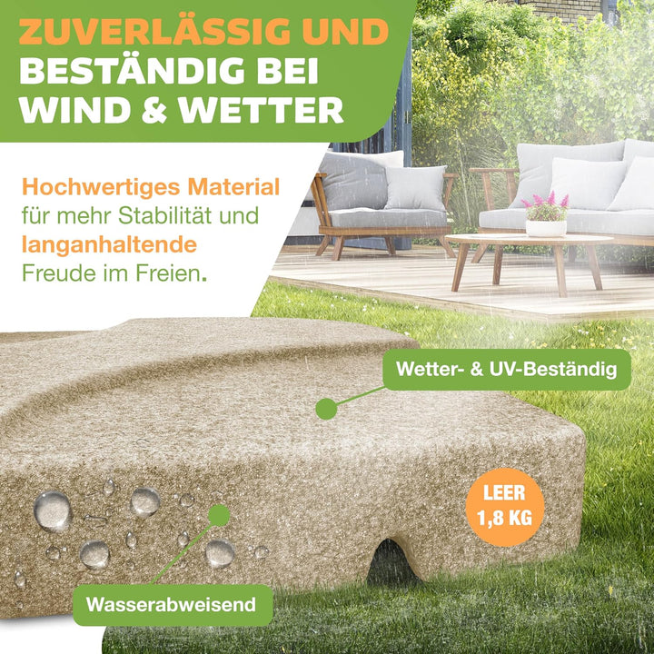 KESSER® Sonnenschirmständer 4-teilig Schirmgewicht Schirmständer für Ampelschirm Bodenkreuz 60 Liter