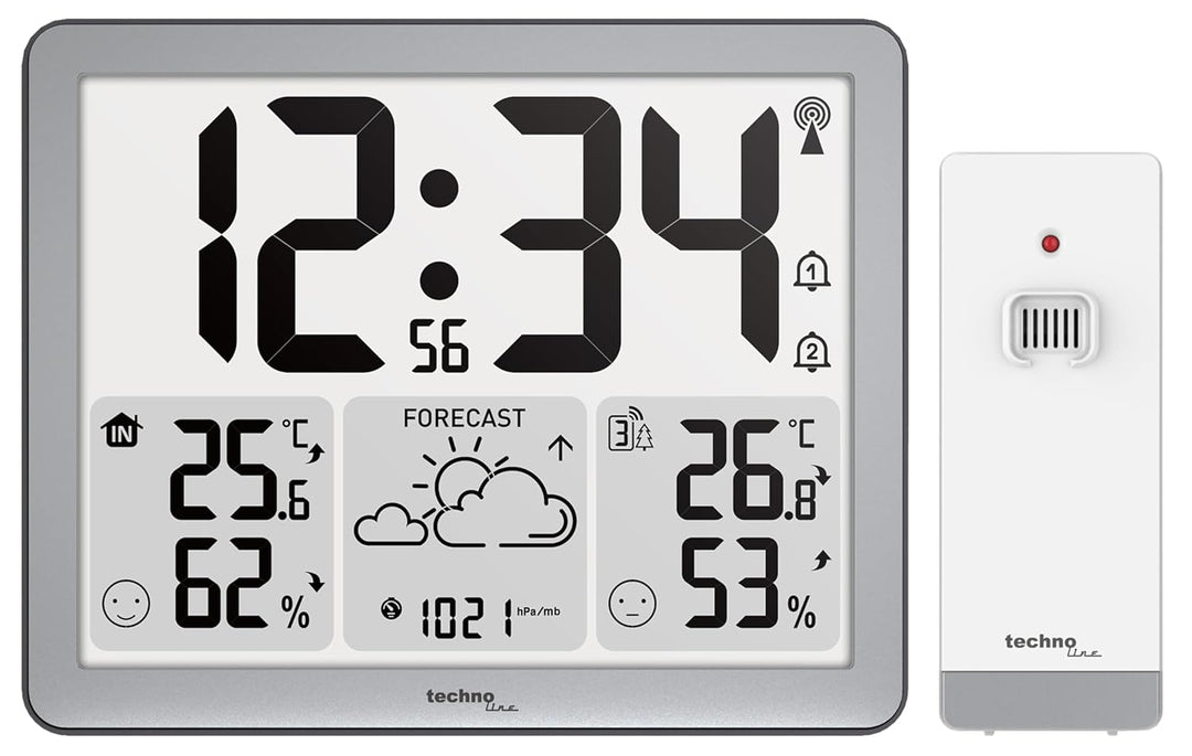 WS6780-2 in 1 Funkuhr und Funkwetterstation in einem, Innen- und Ausséntemperatur, Luftfeuchtigkeit,