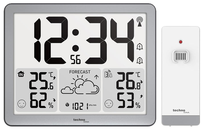 WS6780-2 in 1 Funkuhr und Funkwetterstation in einem, Innen- und Ausséntemperatur, Luftfeuchtigkeit,