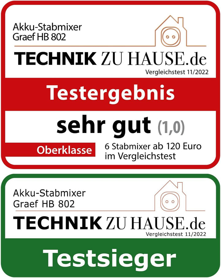 GRAEF Akku-Stabmixer HB802 inkl. 4tlg. Zubehör-Set & Aufbewahrungsbox, kabellos, stufenlose Geschwin