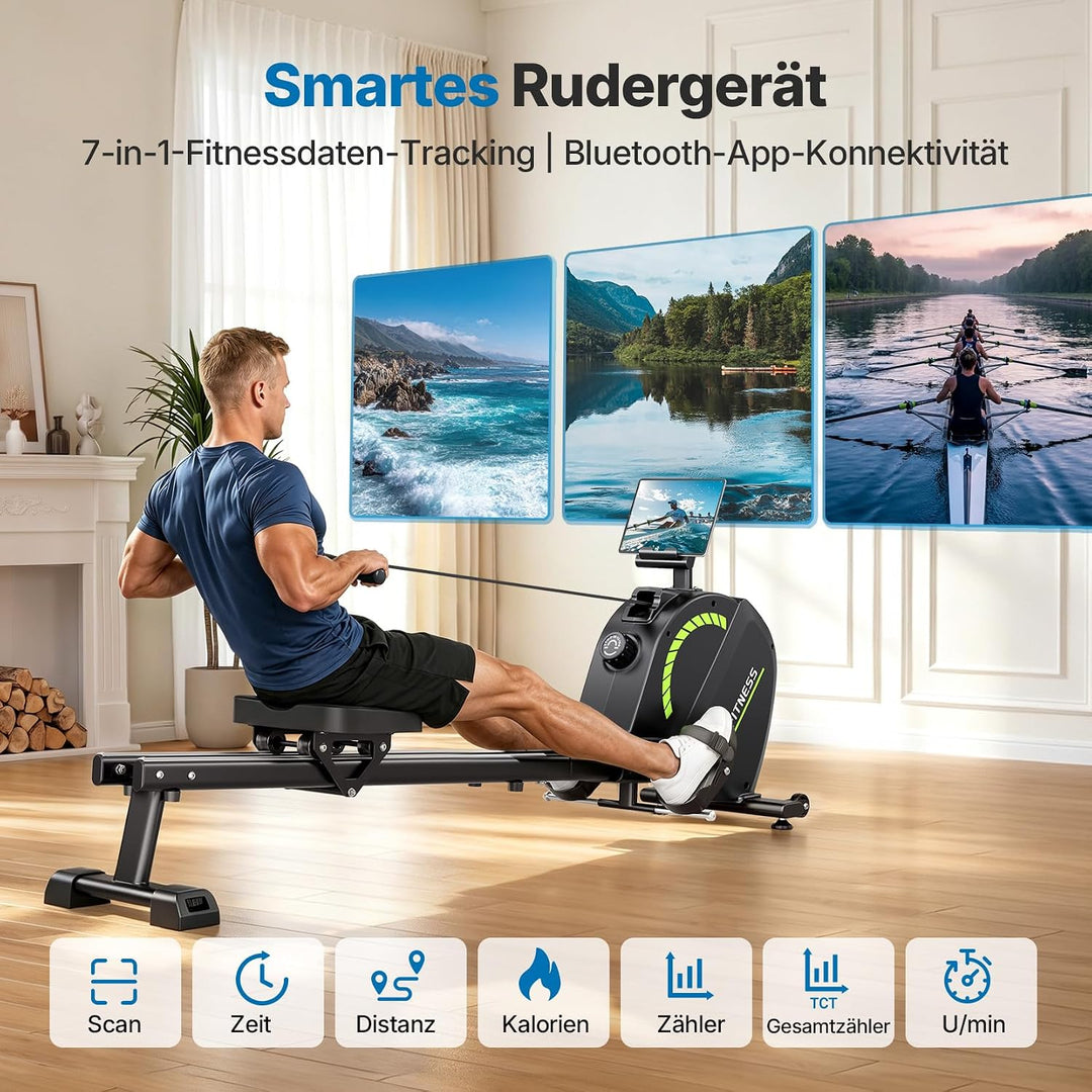 Dripex Magnetisches Rudergerät für Zuhause mit 16 Widerstandsstufen, Rudergerät für Zuhause mit LCD-