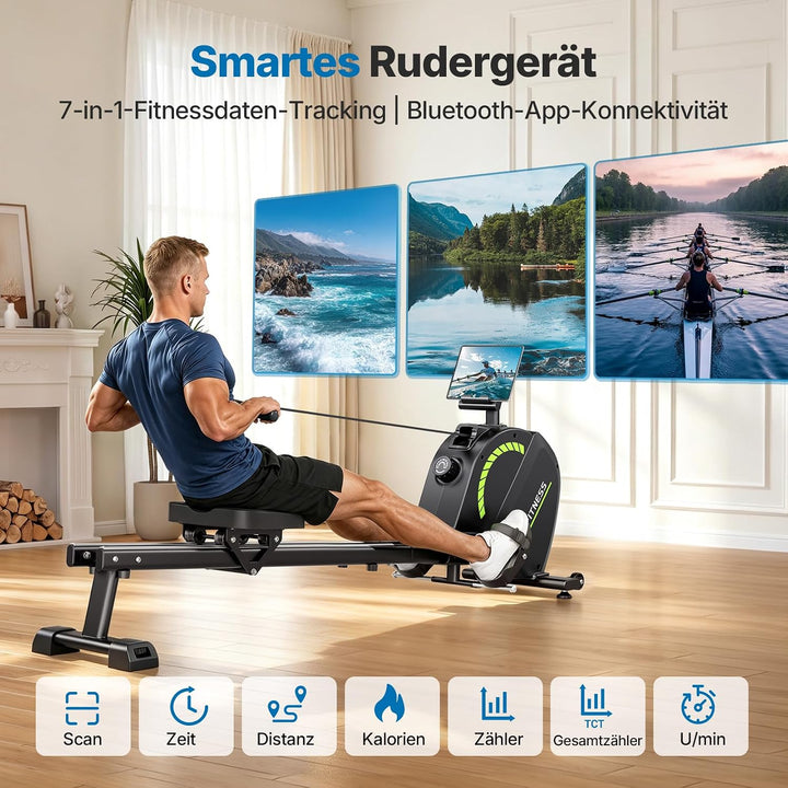 Dripex Magnetisches Rudergerät für Zuhause mit 16 Widerstandsstufen, Rudergerät für Zuhause mit LCD-