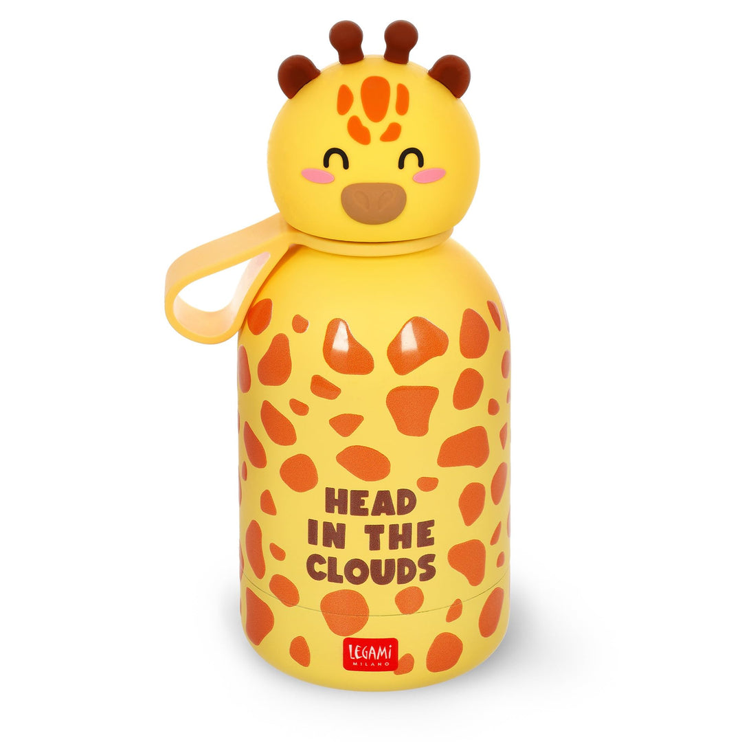 LEGAMI - Hot&Cold BFF Kinder-Wasserflasche, Giraffe-Motiv, doppellagig aus 18/8 Edelstahl mit luftdi