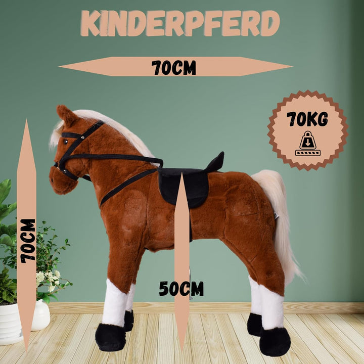 TE-Trend Pferd, 70 cm – Das perfekte Reitpferd für Kinder mit Sattel, Zaumzeug und Steigbügeln. EIN
