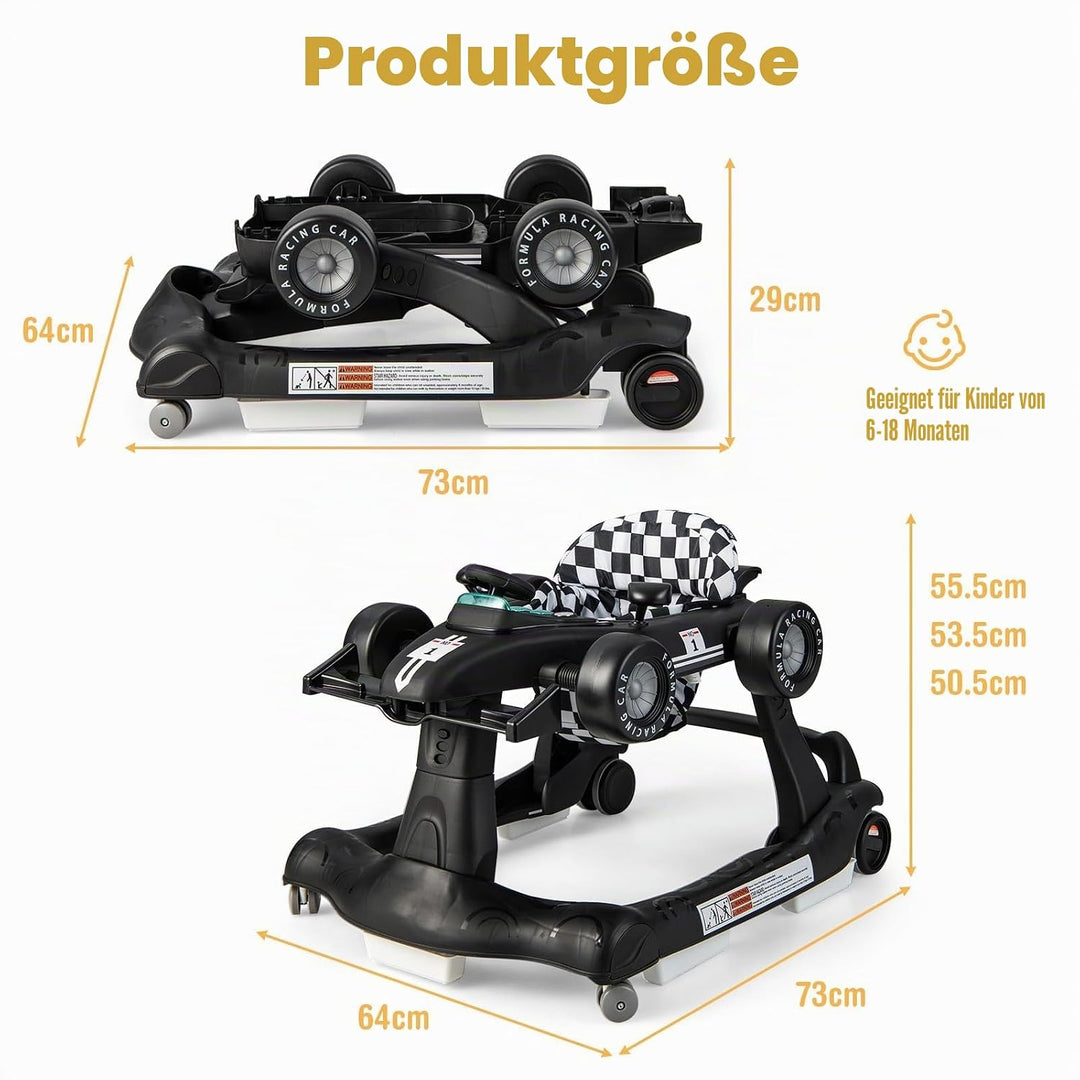 LIFEZEAL 4 in 1 Lauflernhilfe Baby, Höhenverstellbares &amp; Klappbares Babywalker, Baby Gehfrei ab 6 Mo