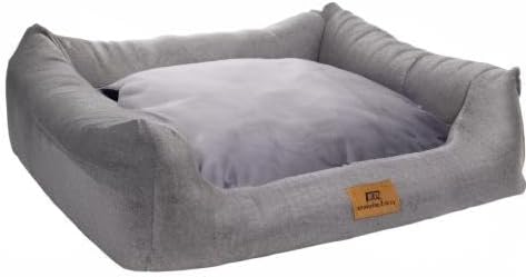 Ferocity Hundebett waschbares Hundesofa mit Rand und Wendekissen, Hundekissen aus Cordura und Samt,