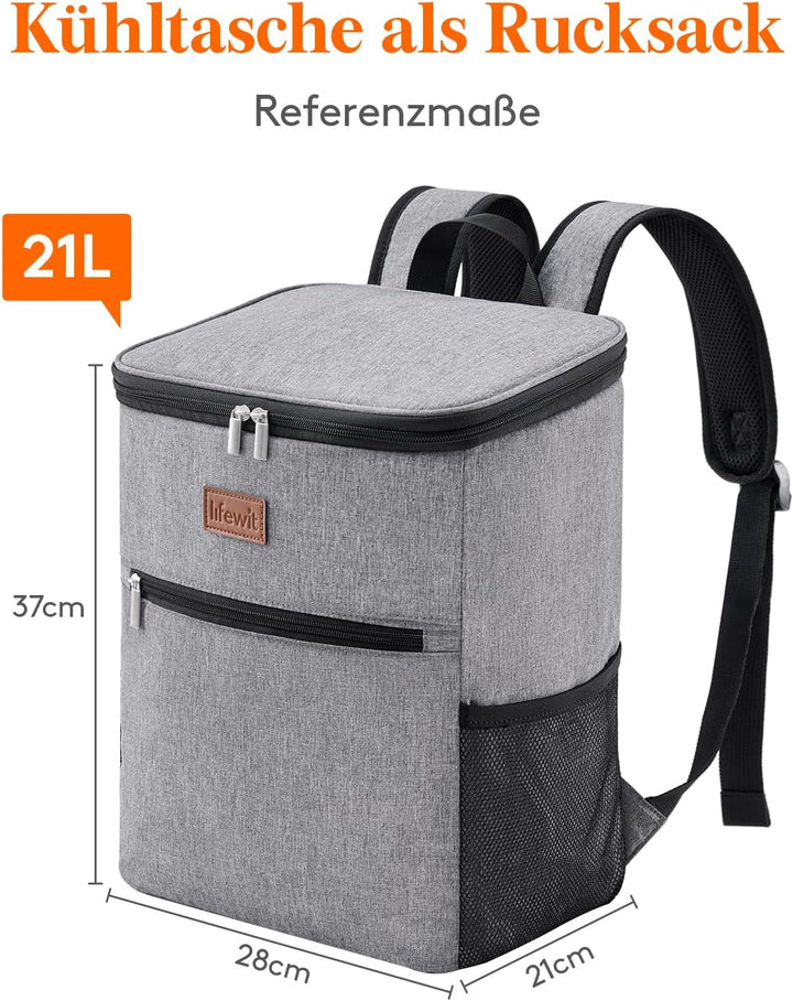 Lifewit 24L Kühl Rucksack Kühlrucksack Kühltasche Picknicktasche Gross Isoliert Cooler Bag Männer Fr