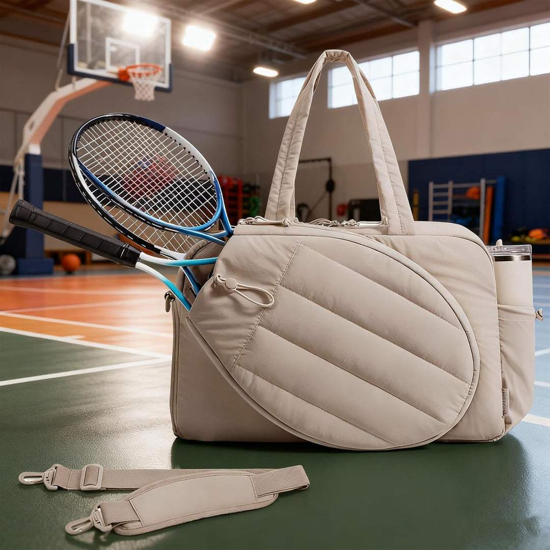 Badminton Tasche, Sporttasche Damen Grosse Kapazität Und Mehrere Fächer, Leichte Und Stylische Puffe