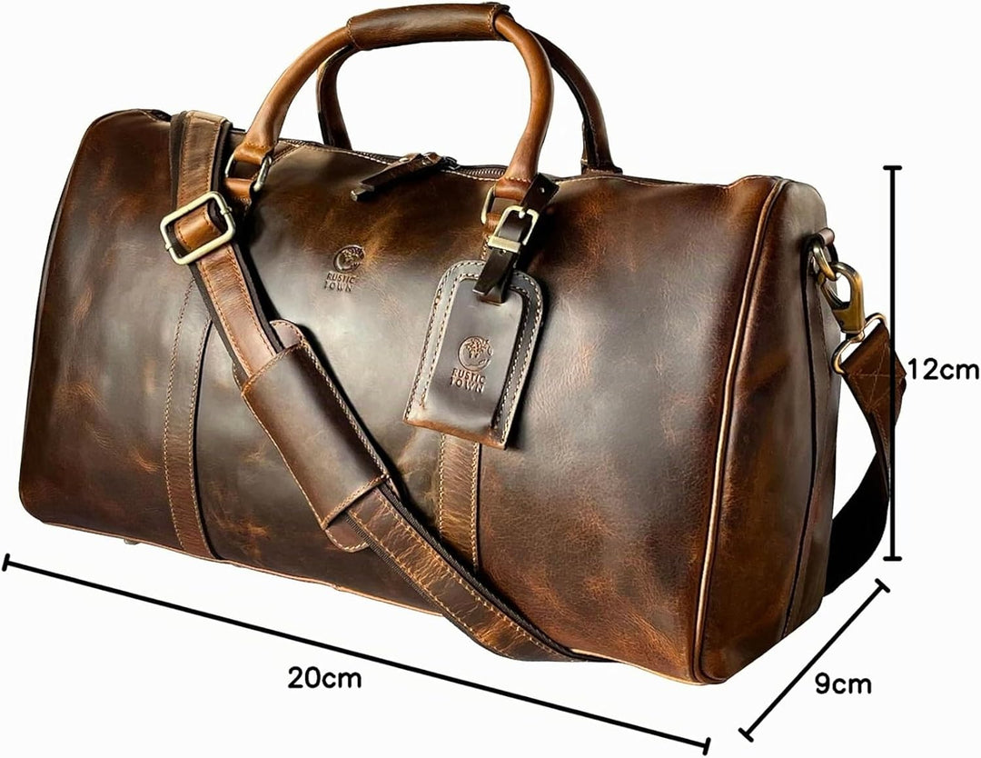Rustic Town gross Leder Reisetasche - Carry On Vintage Umhängetasche Duffel Bag Weekender Tasche für