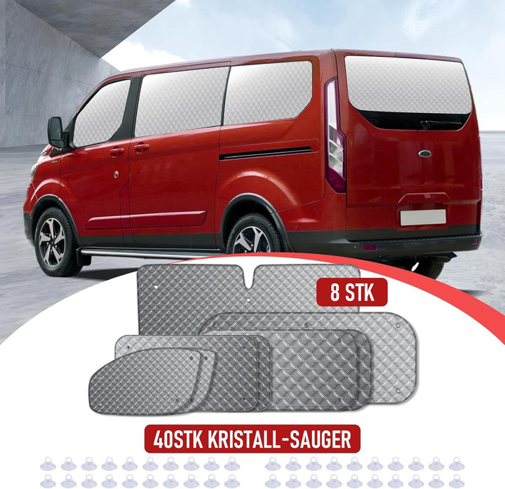 8Stk Thermomatte Fahrerhaus passend für Ford Transit Custom SWB, Interne Auto Sonnenblende Frontsche