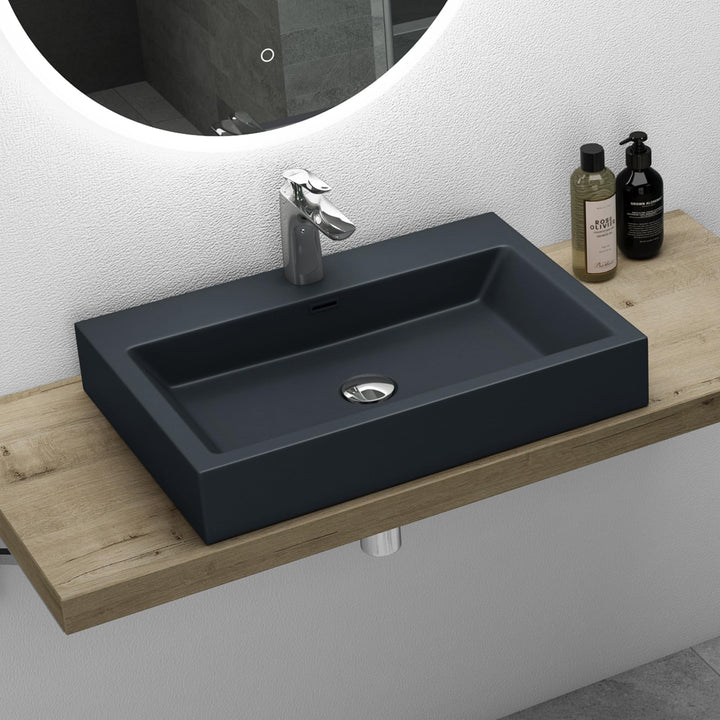 Mai & Mai Waschbecken Aufsatzwaschbecken Hängewaschbecken Breite: 60cm Waschschale Mineralguss in ma