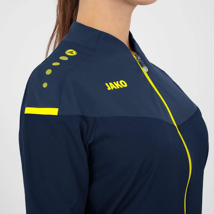 JAKO Damen Champ 2.0 Präsentationsjacke 44 marine/darkblue/Neongelb, 44 marine/darkblue/Neongelb