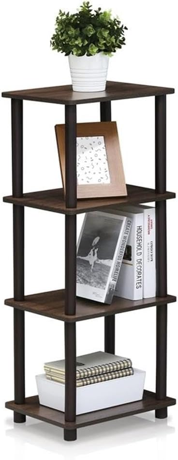 Furinno Raumregalsystem mit 3 Fächern, holz, Nussbaum/Braun, 29.46 x 29.46 x 92.71 cm Walnuss/Braun