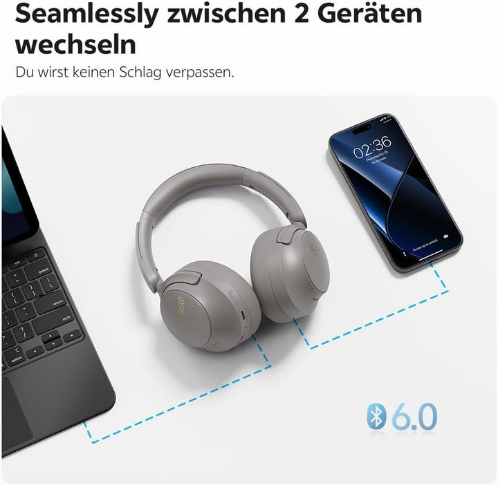 QCY H3S Over Ear Bluetooth Kopfhörer,Hybrid Aktive Noise Cancelling,Hi-Res Audio,LDAC,ultraleichtem