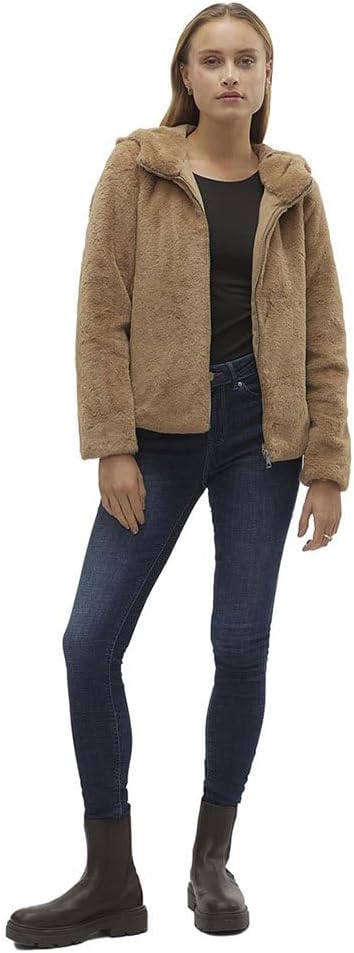 VERO MODA Damen Vmsonjahoodie Short Faux Fur Jacket Boos Jacke, Tigers Eye