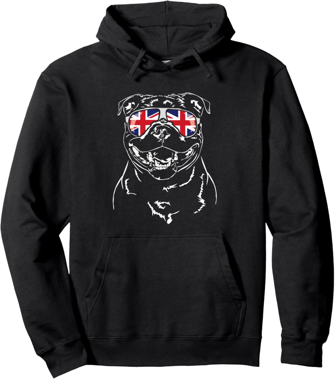 Staffordshire Bullterrier Union Jack Sonnenbrille Hund Hunde Pullover Hoodie