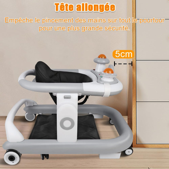 OHMG Babywalker Lauflernwagen, 5 in 1, Lauflernwagen, Wippfunktion, Babywippe mit Rollen, Licht, Mus