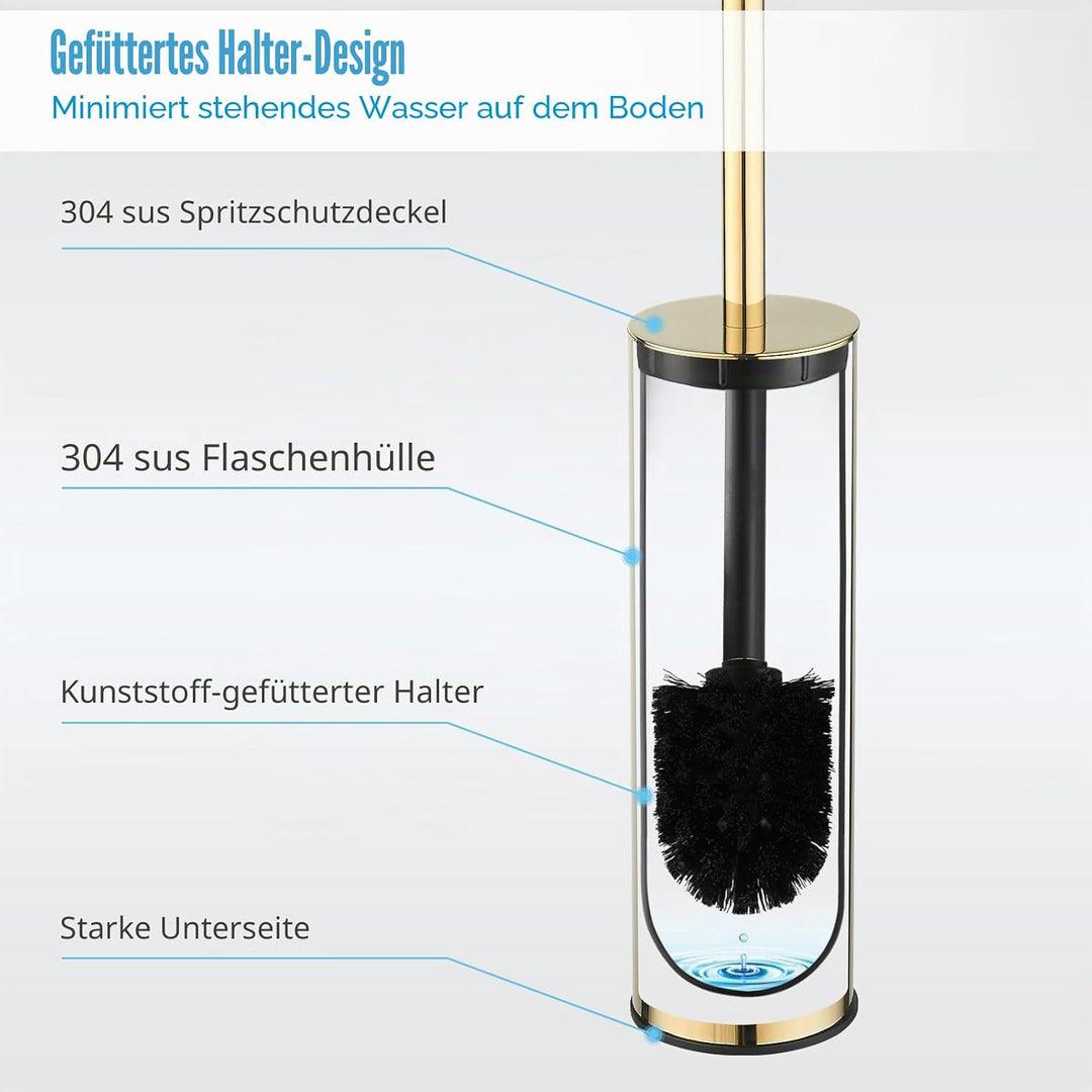 BGL 304 runder, Langer Toilettenbürstenhalter aus 304 Edelstahl Gold, Gold