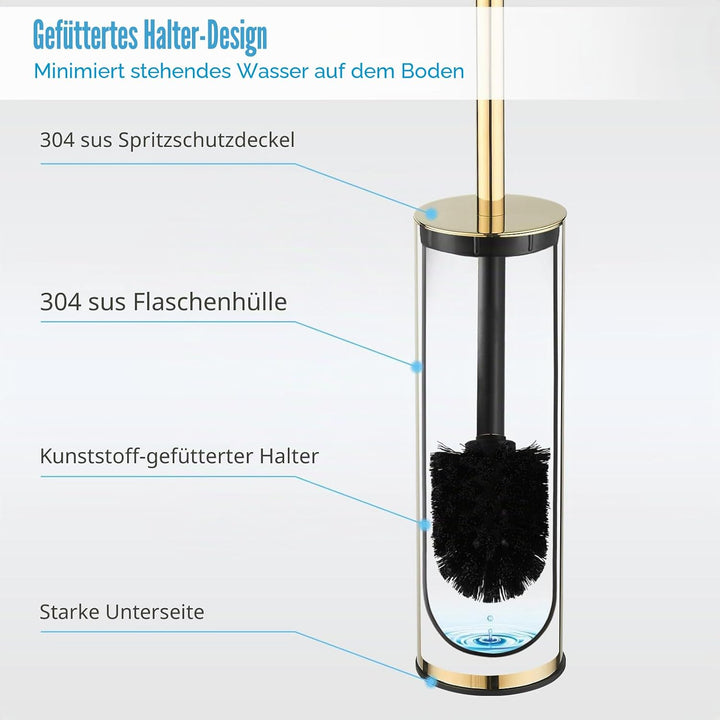 BGL 304 runder, Langer Toilettenbürstenhalter aus 304 Edelstahl Gold, Gold
