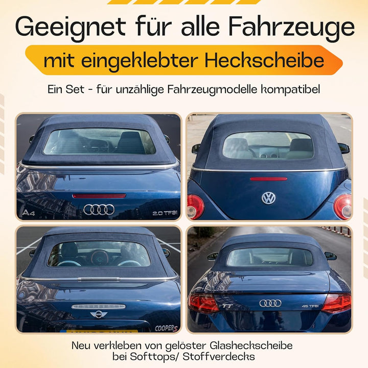 Cabrio Verdeck Scheiben Reparatur Set Heckscheibe