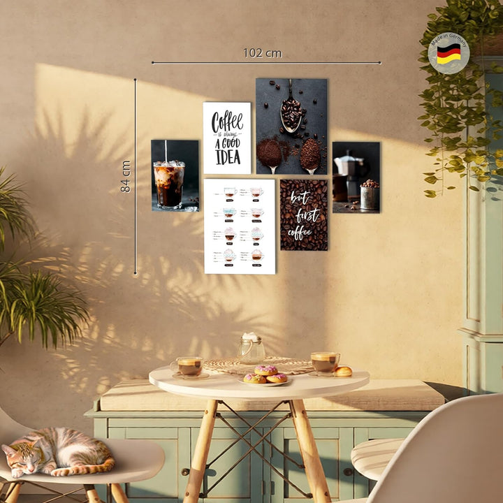 Novart Bilder Set - AUFHÄNGFERTIG - KEIN EXTRA RAHMEN BENÖTIGT - Kaffee Coffee Modern Küche - Esszim