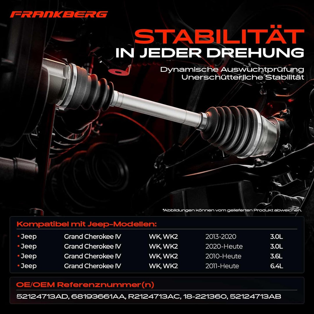 Frankberg Antriebswelle Vorne Links Kompatibel mit Grand Cherokee IV WK WK2 3.0L-6.4L 2010-Heute Rep