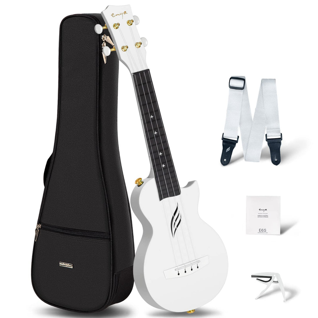 Enya Ukulele Sopran 21 Zoll Set - NOVA U Mini Weisse Ukulele Akustik für Anfänger Erwachsene Kinder