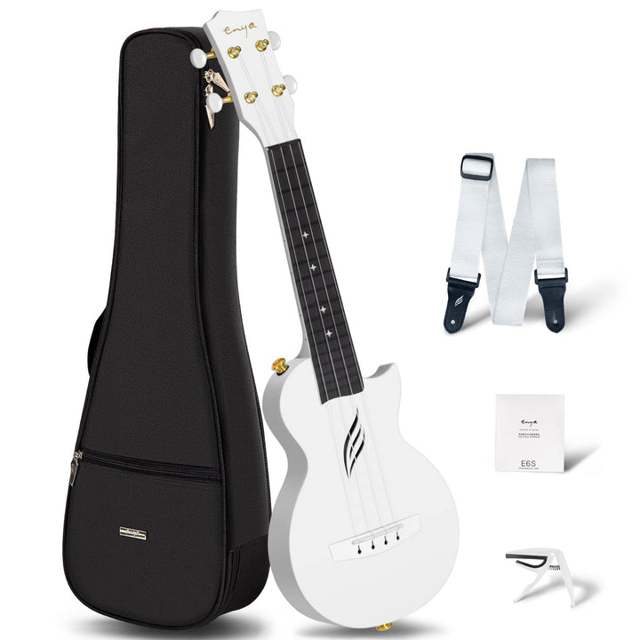 Enya Ukulele Sopran 21 Zoll Set - NOVA U Mini Weisse Ukulele Akustik für Anfänger Erwachsene Kinder