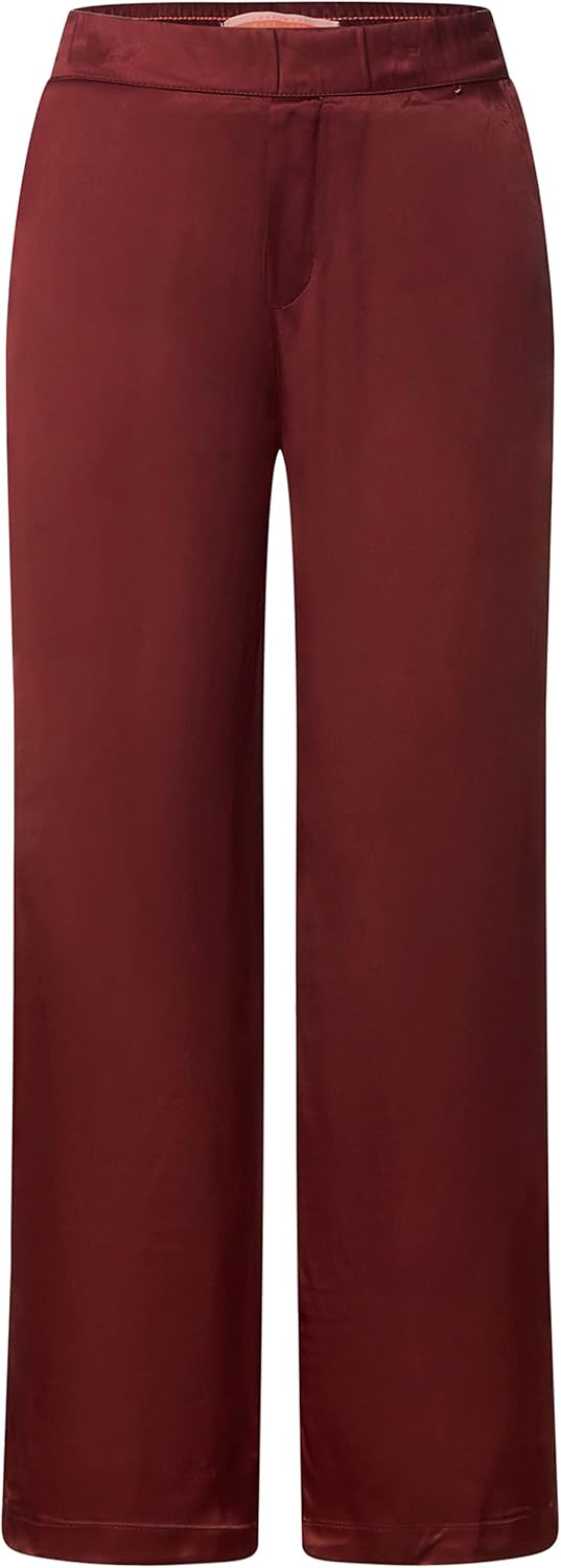 Street One Damen Loose Fit Satinhose 38W / 32L Dark Foxy Red, 38W / 32L Dark Foxy Red