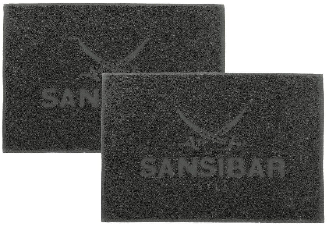 Sansibar Badvorleger 2er Set 50x80 cm 100% Baumwolle Fein-Flor Badteppich Badematte Anthrazit 50 x 8