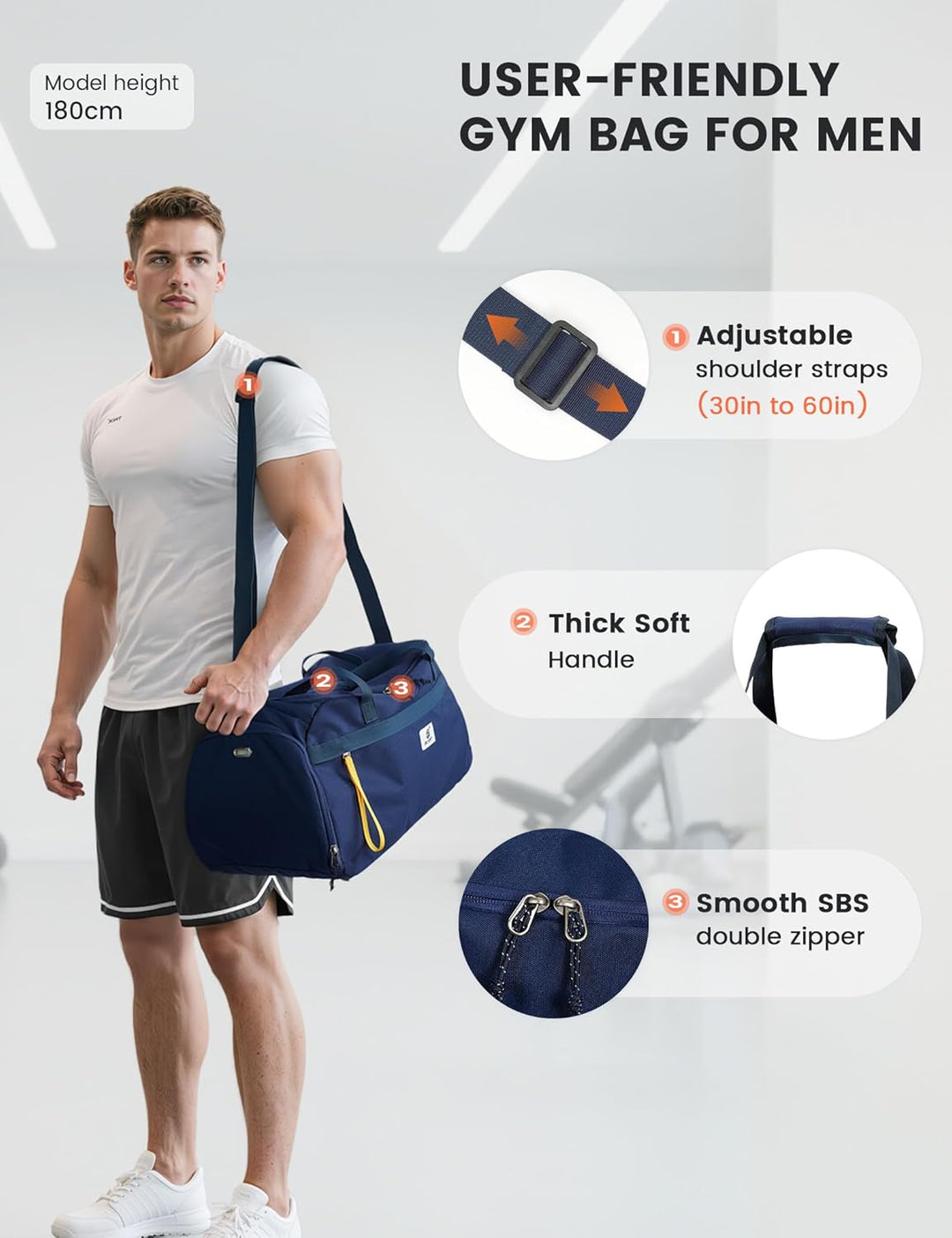 SKYSPER 35L Sporttasche & Reisetasche für Damen Und Herren - mit Schuhfach & Nassfach, Gym Bag & Tra