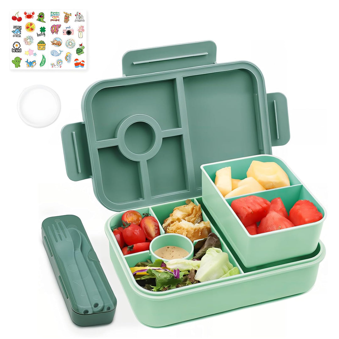 Bugucat Brotdose Kinder mit Fächern 1300ML, Lunchbox Kinder Auslaufsicher mit 5 Fächern, Bento Box L